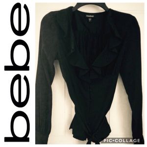 BEBE silk blend ruffle blouse